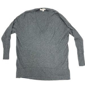 Ann Taylor LOFT Sweater Womens XS Gray V-neck Long Sleeve Pullover
